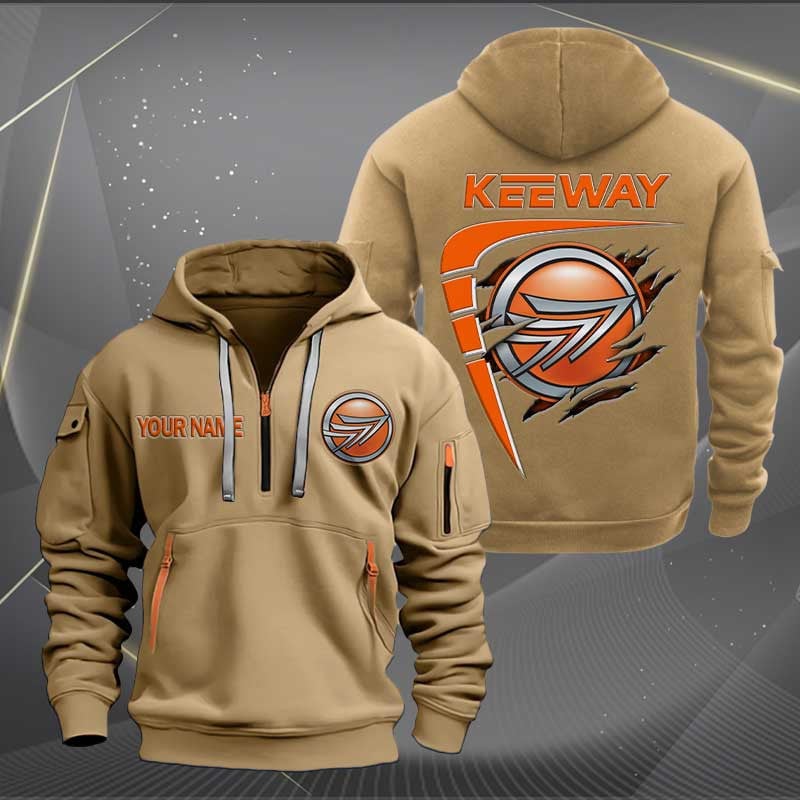 Sportswearmerch Keeway Motorcycle Personalized Half Zip Hoodie For Fan
