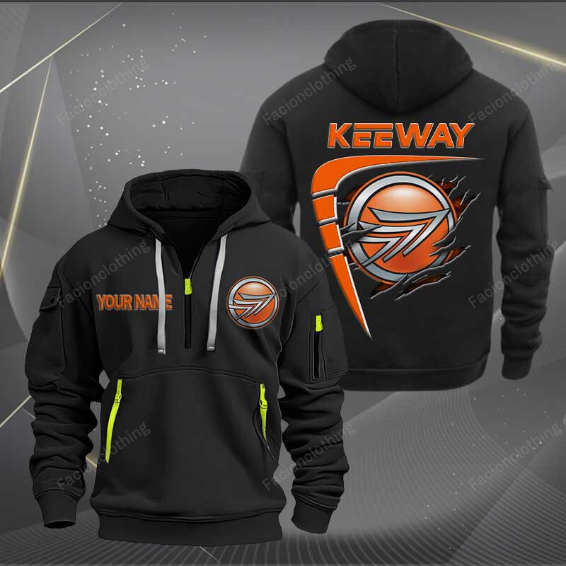 Sportswearmerch Keeway Motorcycle Personalized Half Zip Hoodie For Fan
