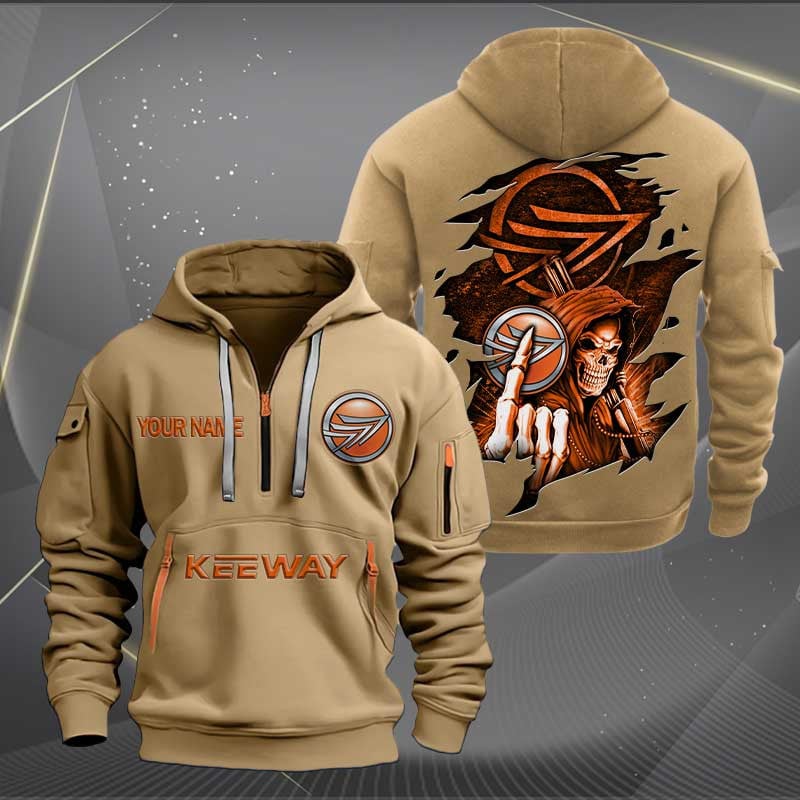Sportswearmerch Keeway Motorcycle Personalized Half Zip Hoodie For Fan