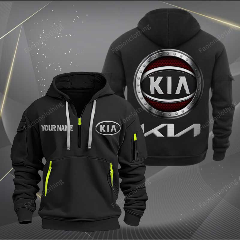 Sportswearmerch Kia Car Personalized Half Zip Hoodie For Fan