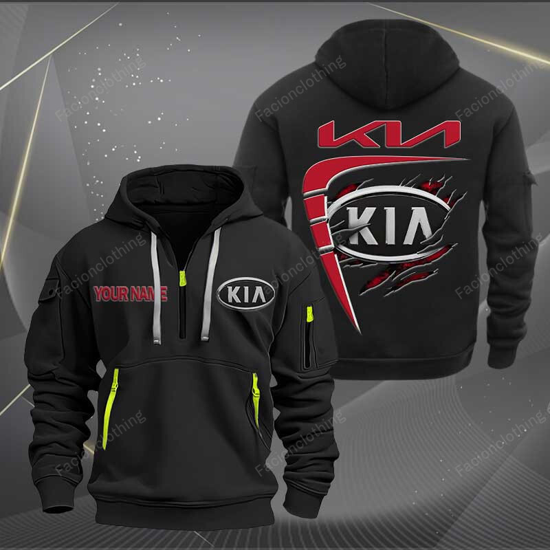 Sportswearmerch Kia Car Personalized Half Zip Hoodie For Fan
