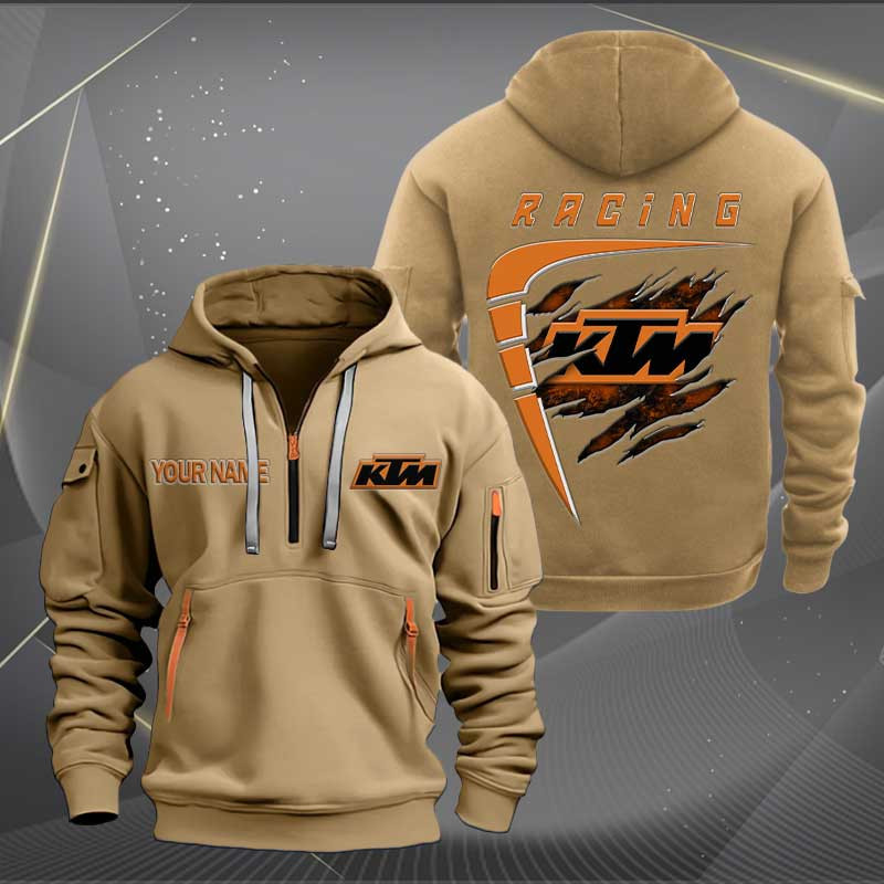Sportswearmerch KTM Motorcycle Personalized Half Zip Hoodie For Fan