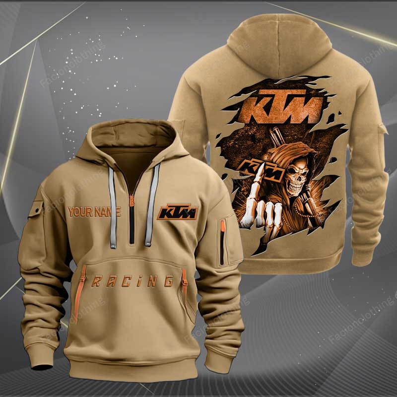 Sportswearmerch KTM Motorcycle Personalized Half Zip Hoodie For Fan