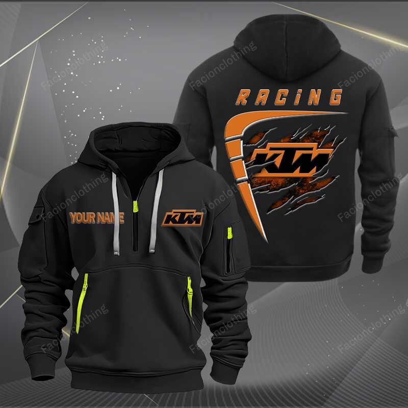Sportswearmerch KTM Motorcycle Personalized Half Zip Hoodie For Fan