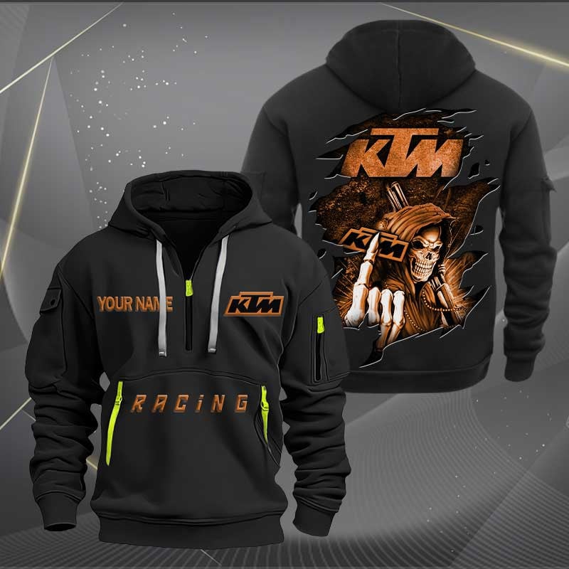 Sportswearmerch KTM Motorcycle Personalized Half Zip Hoodie For Fan