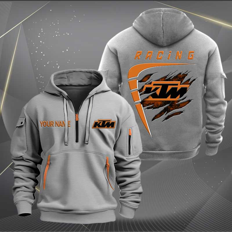 Sportswearmerch KTM Motorcycle Personalized Half Zip Hoodie For Fan