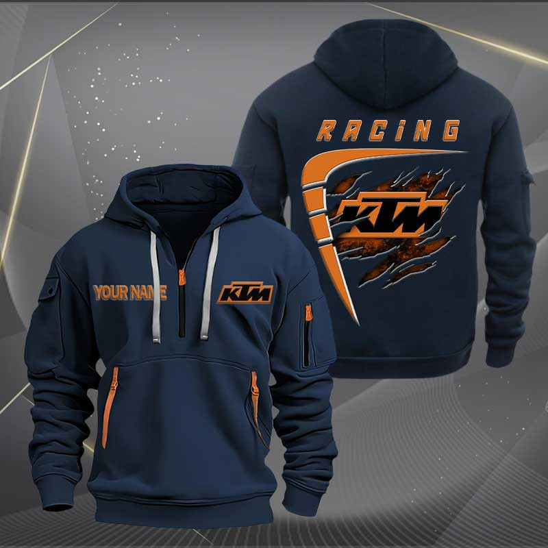 Sportswearmerch KTM Motorcycle Personalized Half Zip Hoodie For Fan