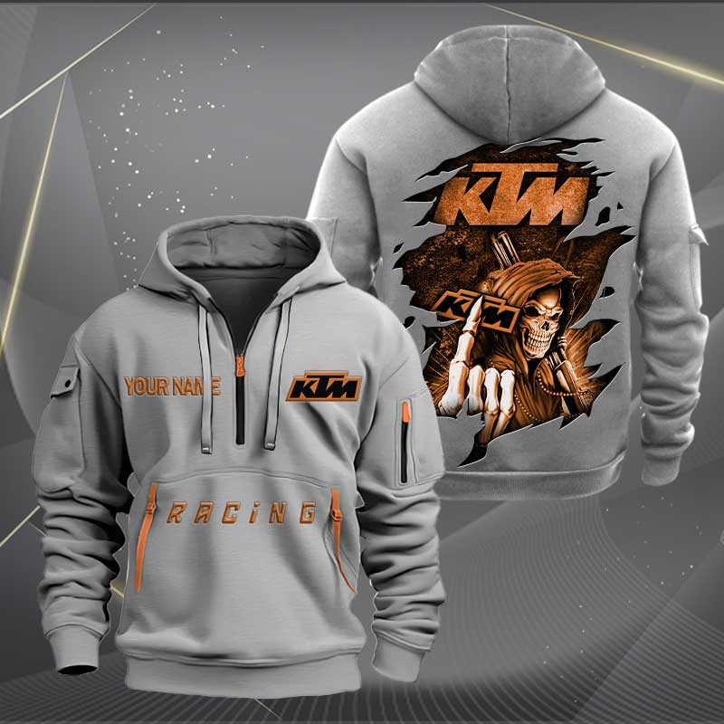 Sportswearmerch KTM Motorcycle Personalized Half Zip Hoodie For Fan
