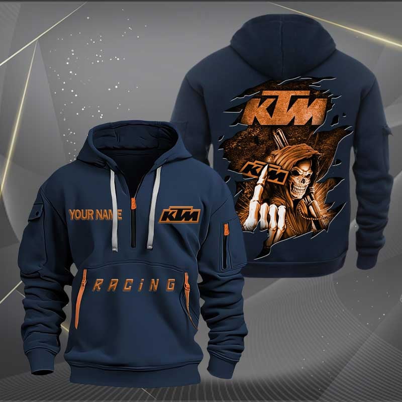 Sportswearmerch KTM Motorcycle Personalized Half Zip Hoodie For Fan