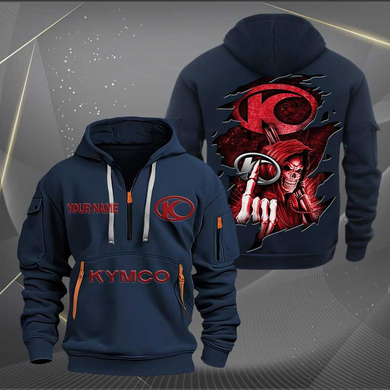 Sportswearmerch Kymco Motorcycle Personalized Half Zip Hoodie For Fan