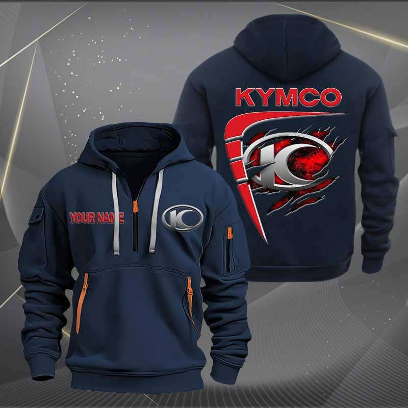 Sportswearmerch Kymco Motorcycle Personalized Half Zip Hoodie For Fan