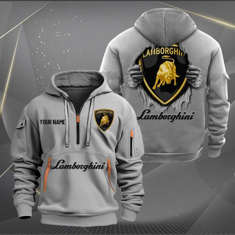 Sportswearmerch Lamborghini Car Personalized Half Zip Hoodie For Fan