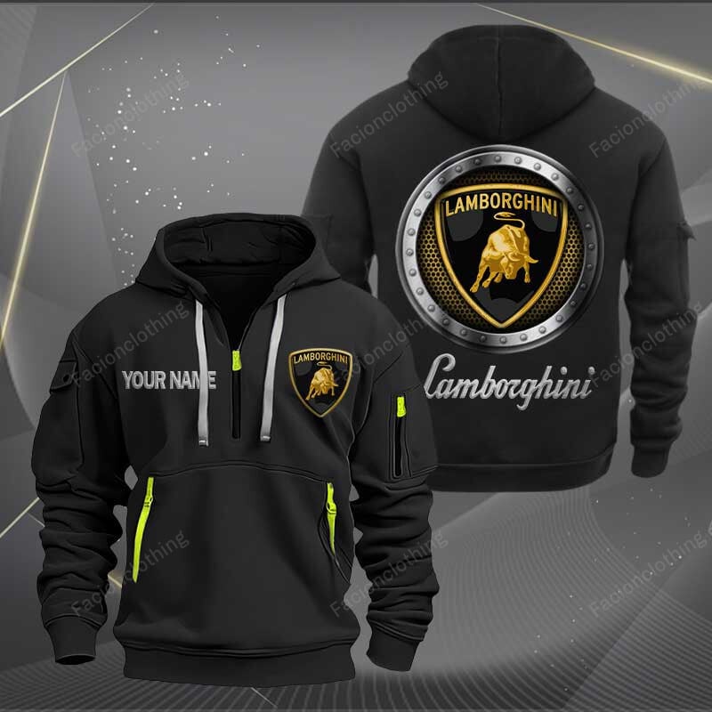 Sportswearmerch Lamborghini Car Personalized Half Zip Hoodie For Fan