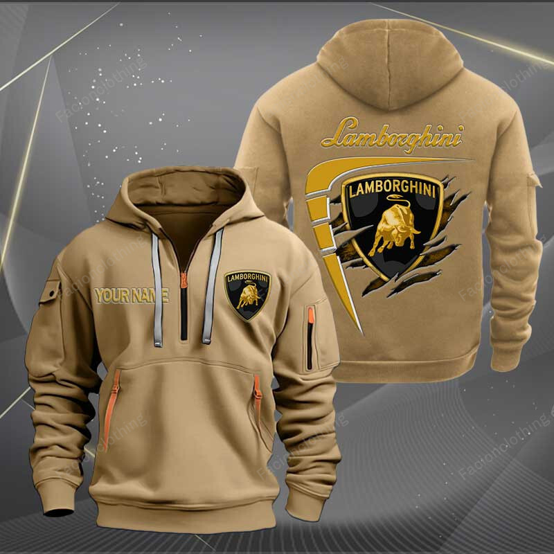Sportswearmerch Lamborghini Car Personalized Half Zip Hoodie For Fan