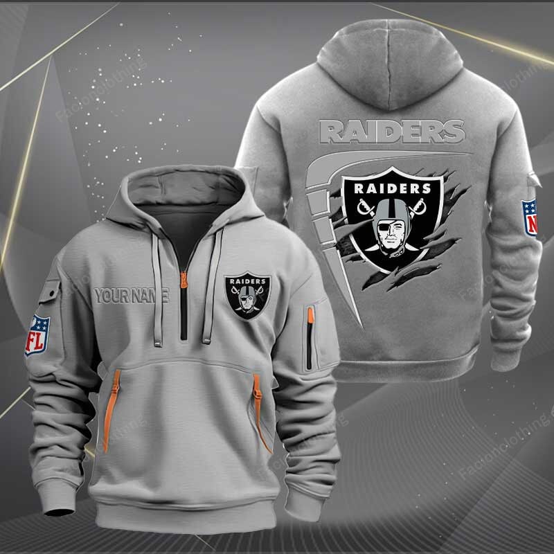 Sportswearmerch Las Vegas Raiders NFL Personalized Half Zip Hoodie For Fan