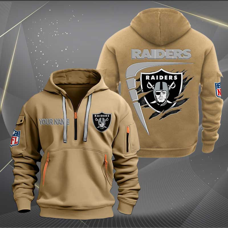Sportswearmerch Las Vegas Raiders NFL Personalized Half Zip Hoodie For Fan