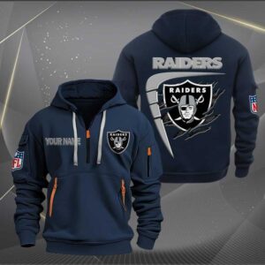 Sportswearmerch Las Vegas Raiders NFL Personalized Half Zip Hoodie For Fan
