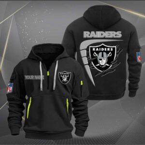 Sportswearmerch Las Vegas Raiders NFL Personalized Half Zip Hoodie For Fan