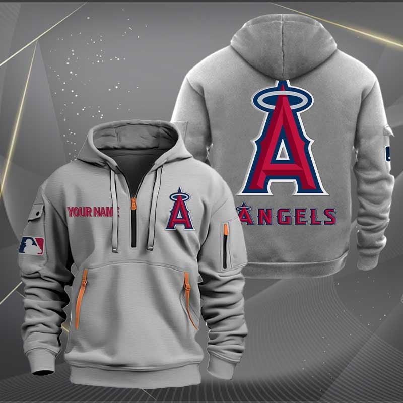 Sportswearmerch Los Angeles Angels MLB Half Zip Hoodie For Fan