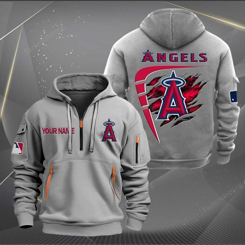 Sportswearmerch Los Angeles Angels MLB Personalized Half Zip Hoodie For Fan