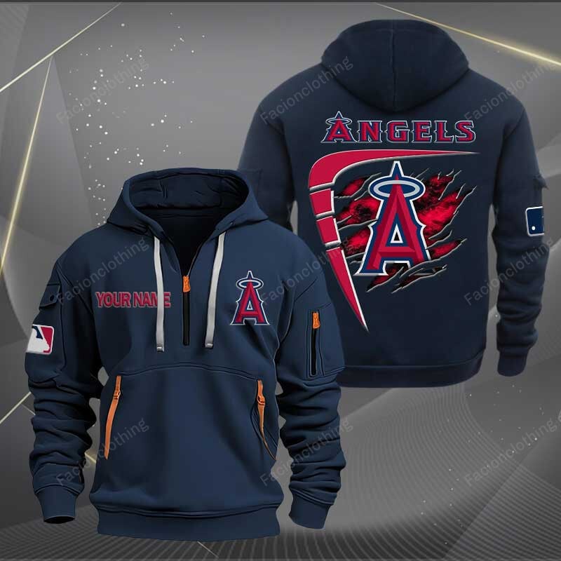 Sportswearmerch Los Angeles Angels MLB Personalized Half Zip Hoodie For Fan