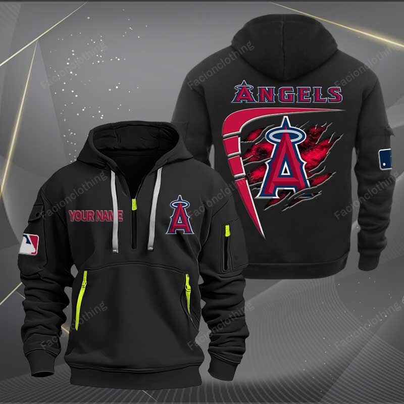 Sportswearmerch Los Angeles Angels MLB Personalized Half Zip Hoodie For Fan