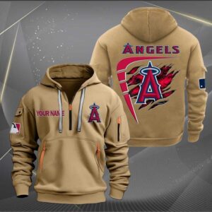 Sportswearmerch Los Angeles Angels MLB Personalized Half Zip Hoodie For Fan
