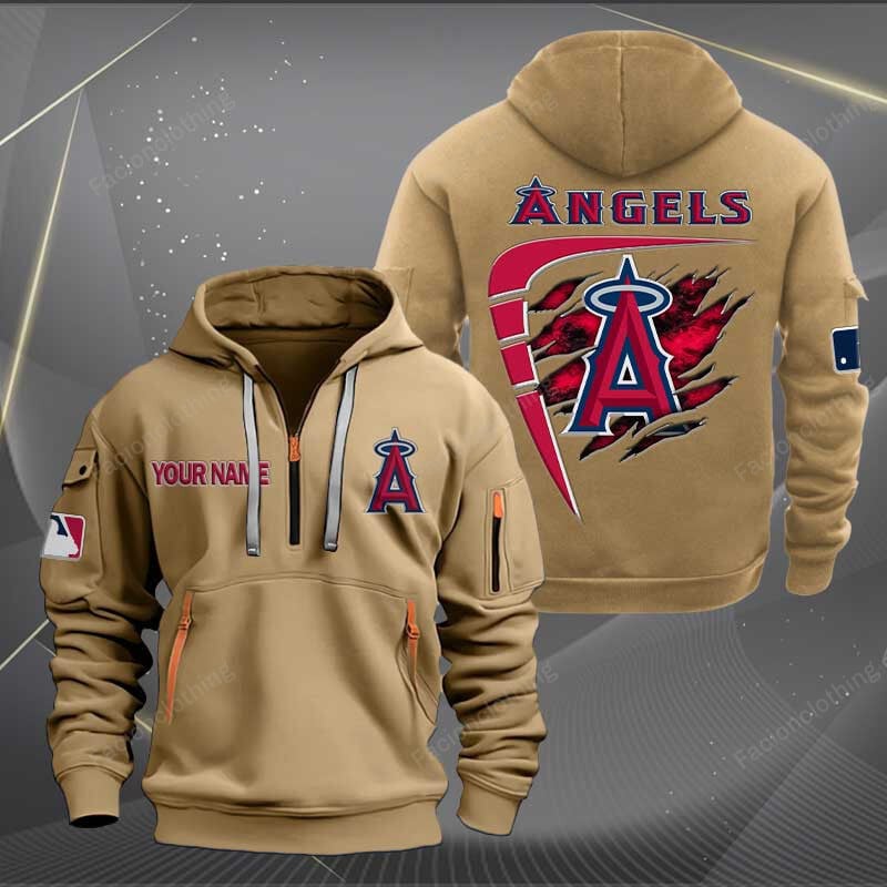 Sportswearmerch Los Angeles Angels MLB Personalized Half Zip Hoodie For Fan