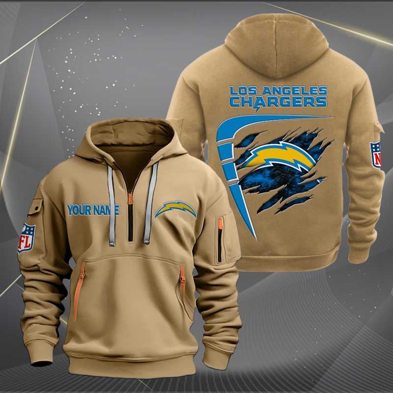 Sportswearmerch Los Angeles Chargers NFL Personalized Half Zip Hoodie For Fan