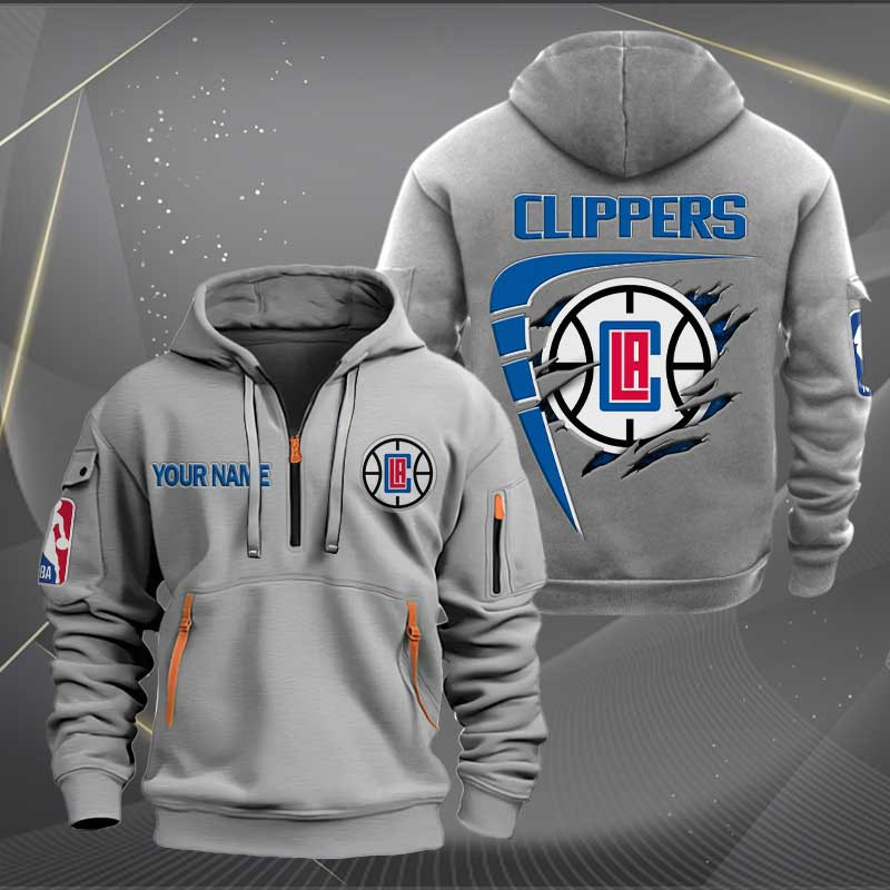 Sportswearmerch Los Angeles Clippers NBA Personalized Half Zip Hoodie For Fan