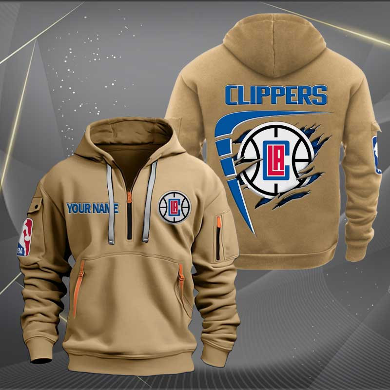 Sportswearmerch Los Angeles Clippers NBA Personalized Half Zip Hoodie For Fan