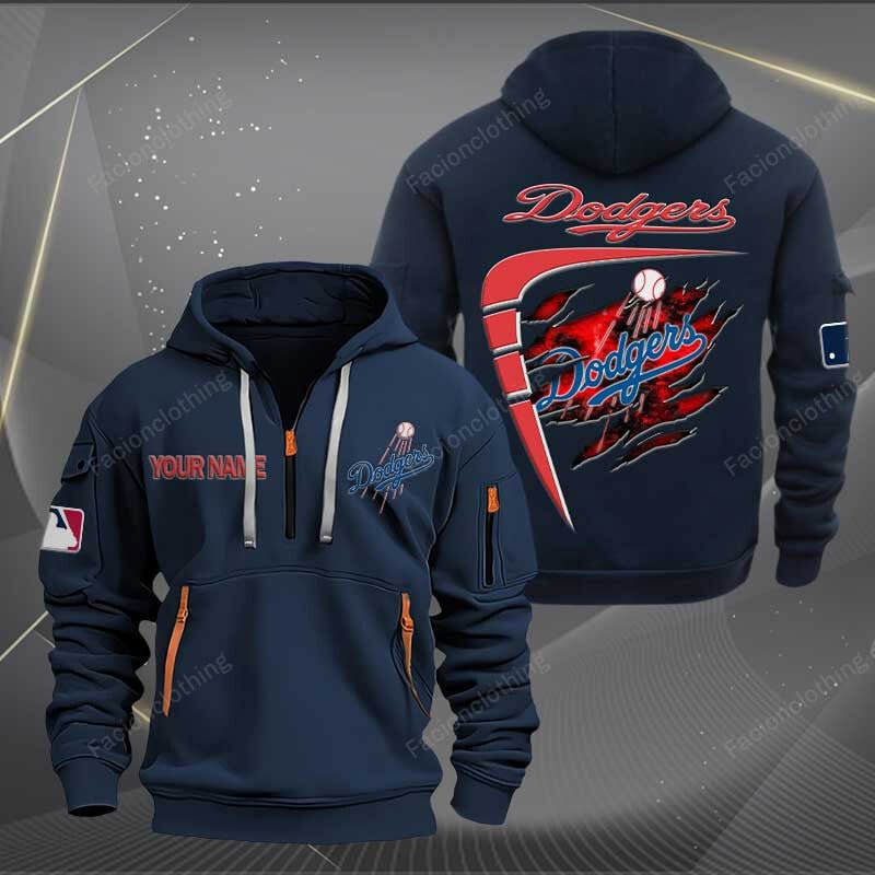 Sportswearmerch Los Angeles Dodge MLB Personalized Half Zip Hoodie For Fan