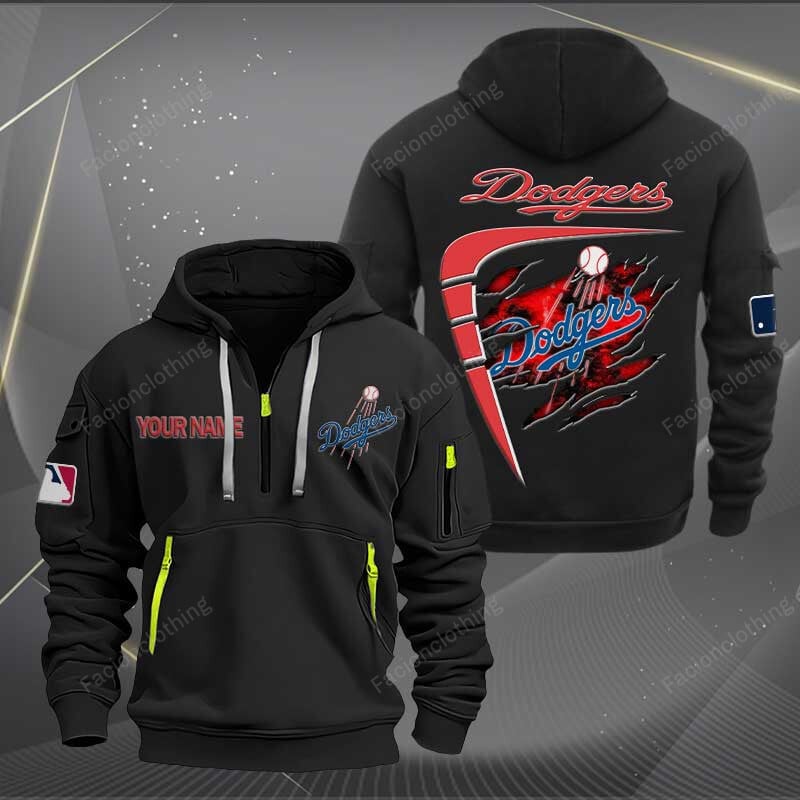 Sportswearmerch Los Angeles Dodge MLB Personalized Half Zip Hoodie For Fan