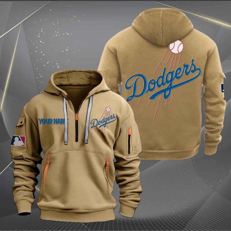 Sportswearmerch Los Angeles Dodgers MLB Half Zip Hoodie For Fan