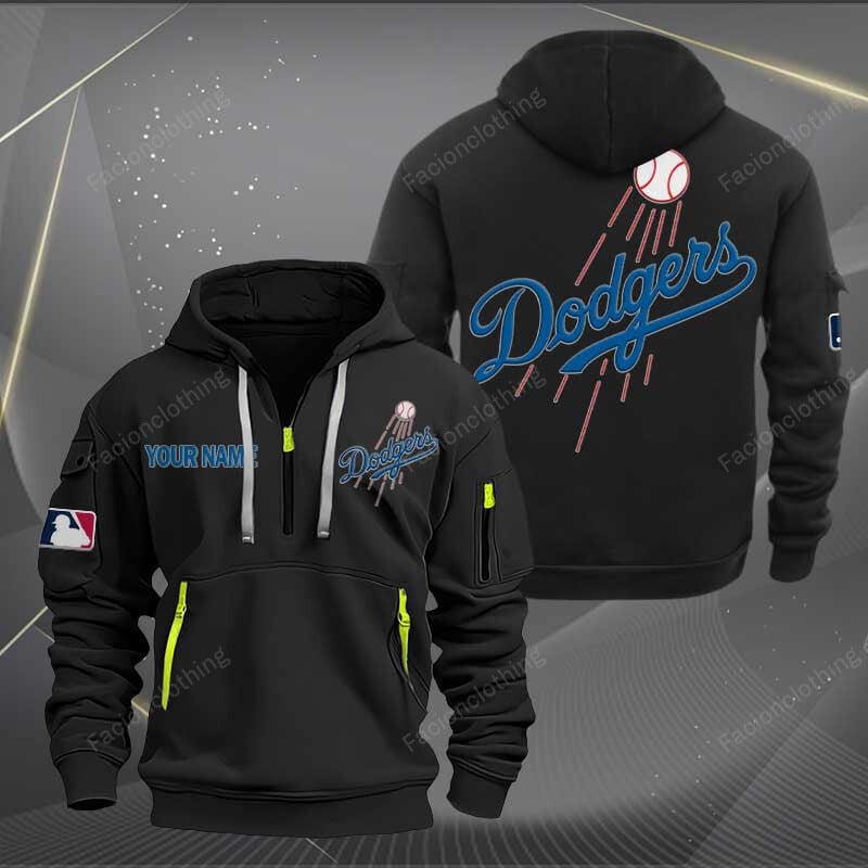 Sportswearmerch Los Angeles Dodgers MLB Half Zip Hoodie For Fan