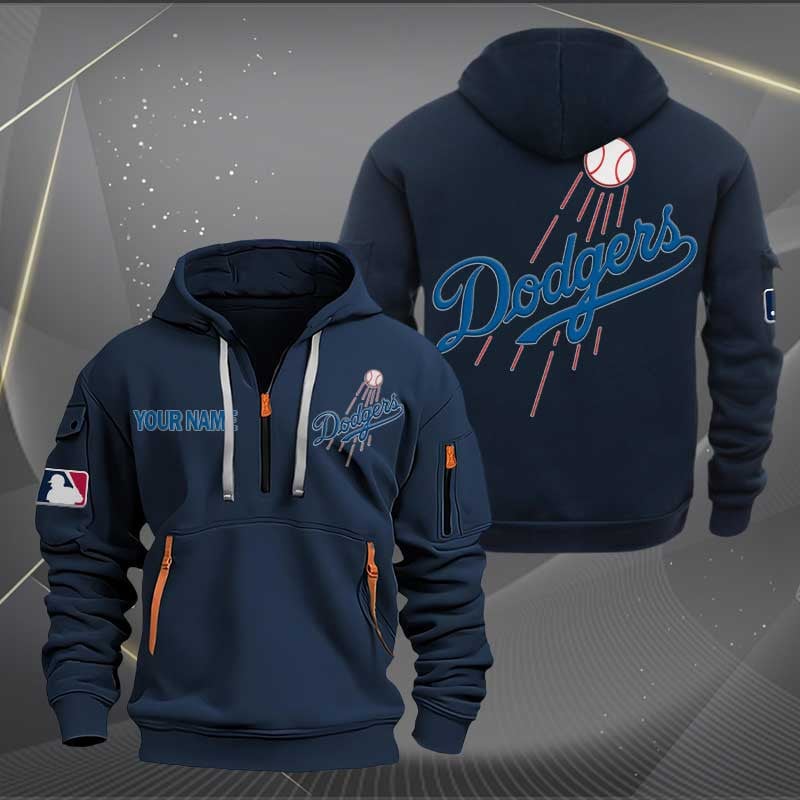 Sportswearmerch Los Angeles Dodgers MLB Half Zip Hoodie For Fan