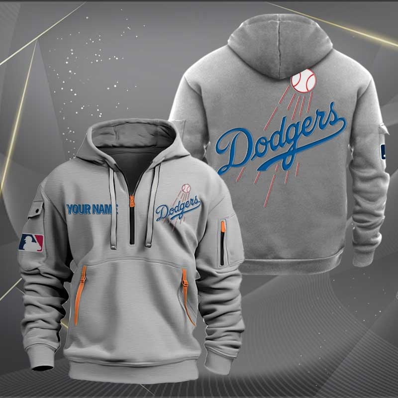Sportswearmerch Los Angeles Dodgers MLB Half Zip Hoodie For Fan