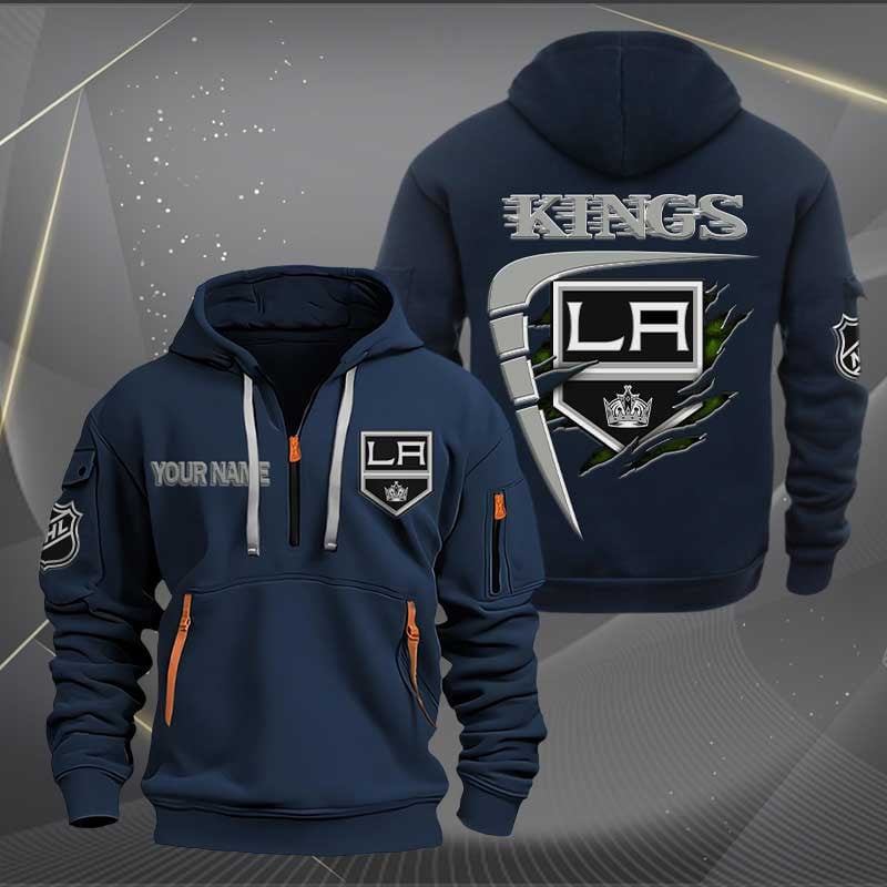 Sportswearmerch Los Angeles Kings NHL Personalized Half Zip Hoodie For Fan