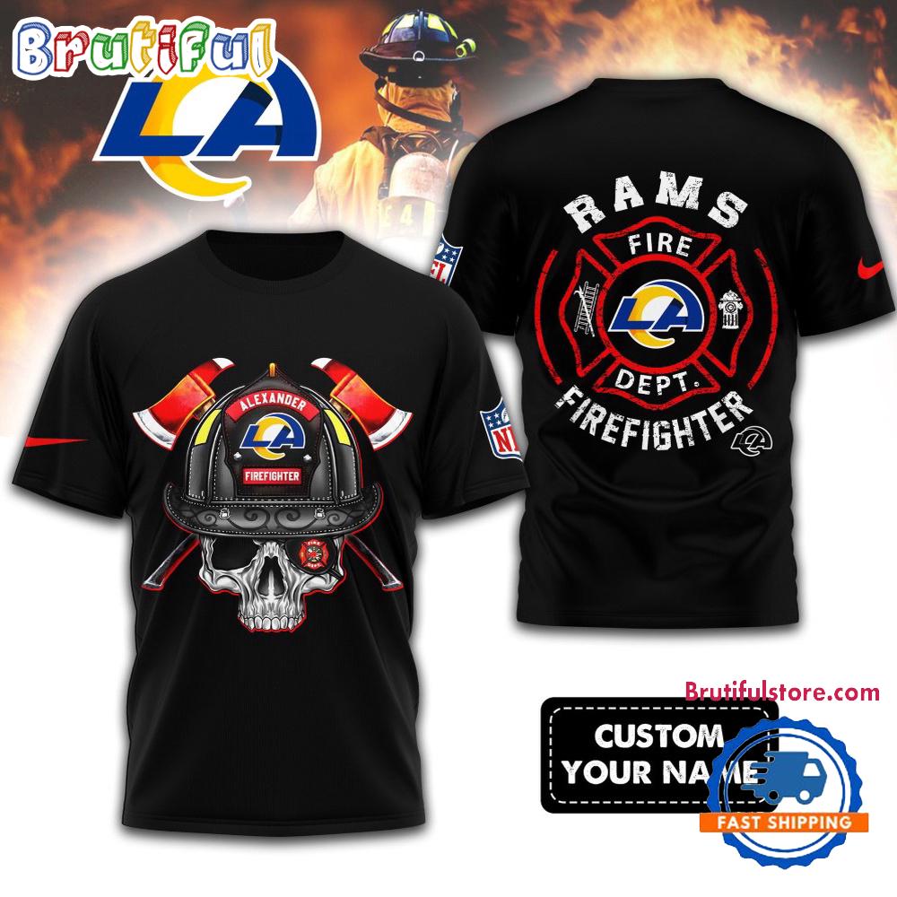 Sportswearmerch Los Angeles Rams NFL Football Team Fire Fighter T-Shirt For Fan