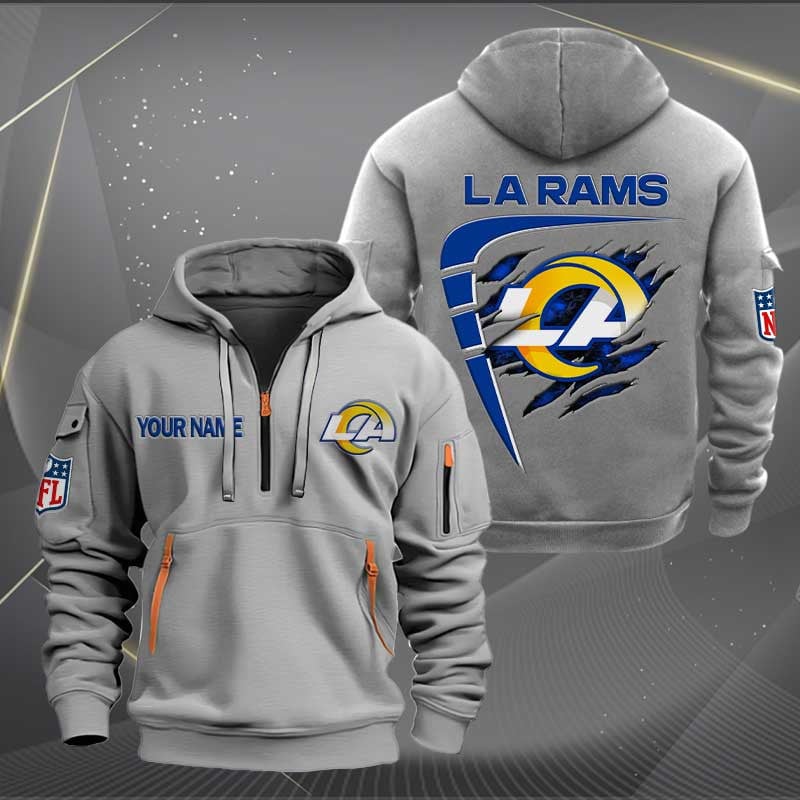 Sportswearmerch Los Angeles Rams NFL Personalized Half Zip Hoodie For Fan