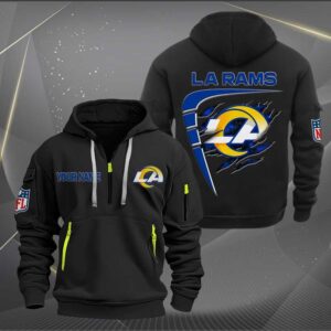 Sportswearmerch Los Angeles Rams NFL Personalized Half Zip Hoodie For Fan
