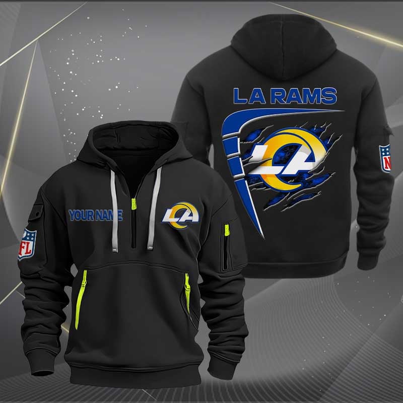 Sportswearmerch Los Angeles Rams NFL Personalized Half Zip Hoodie For Fan