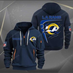 Sportswearmerch Los Angeles Rams NFL Personalized Half Zip Hoodie For Fan