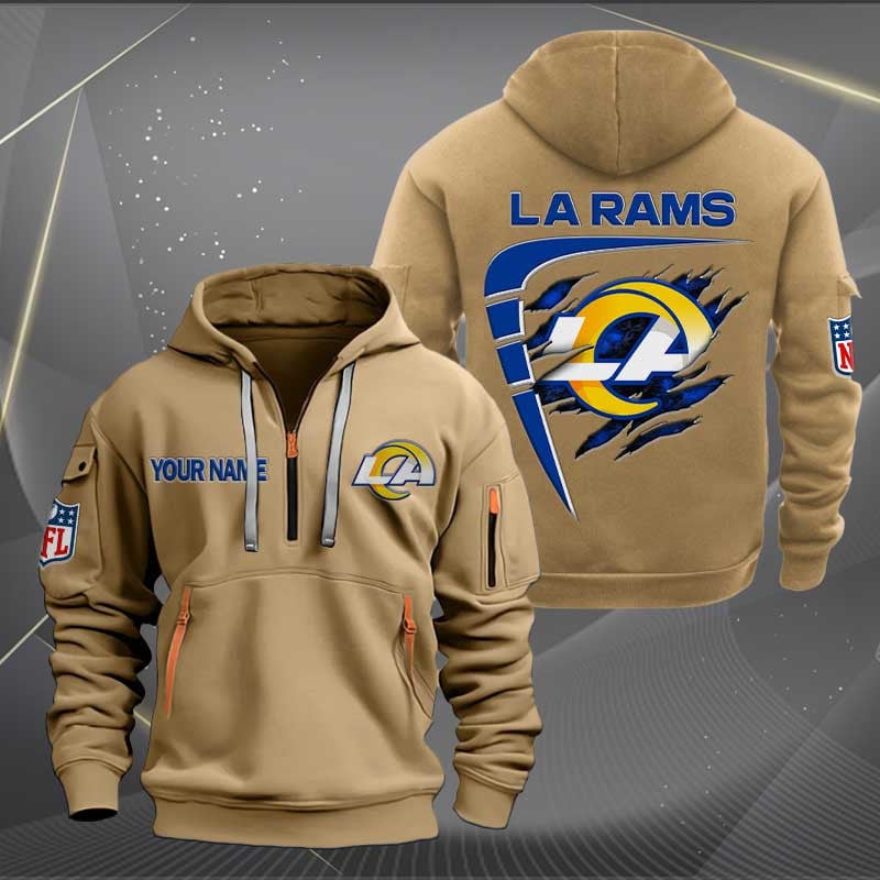 Sportswearmerch Los Angeles Rams NFL Personalized Half Zip Hoodie For Fan