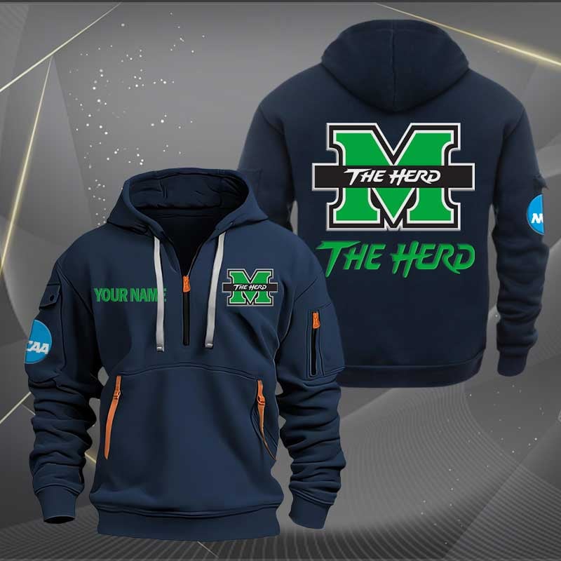 Sportswearmerch Marshall Thundering Herd 2 NCAA Personalized Half Zip Hoodie For Fan