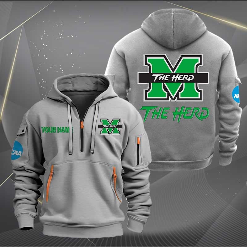 Sportswearmerch Marshall Thundering Herd 2 NCAA Personalized Half Zip Hoodie For Fan