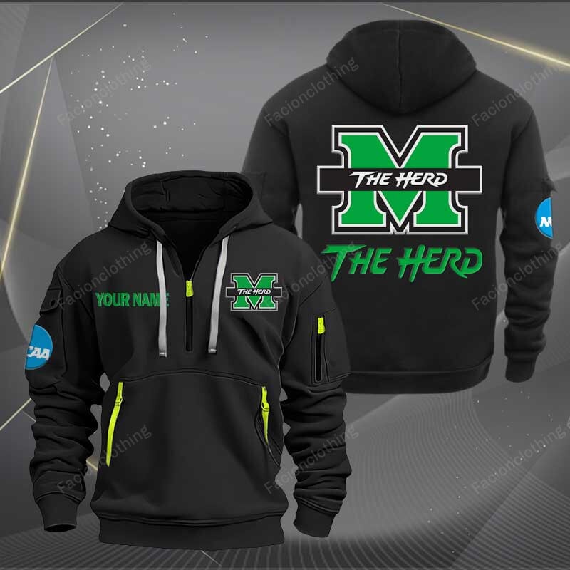 Sportswearmerch Marshall Thundering Herd 2 NCAA Personalized Half Zip Hoodie For Fan