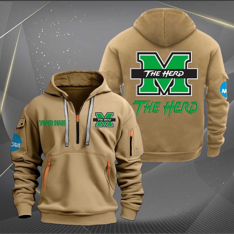 Sportswearmerch Marshall Thundering Herd 2 NCAA Personalized Half Zip Hoodie For Fan