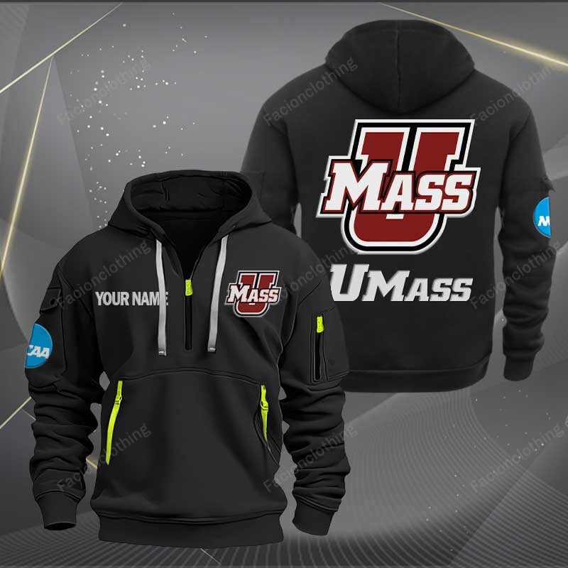 Sportswearmerch Massachusetts Minutemen NCAA Personalized Half Zip Hoodie For Fan