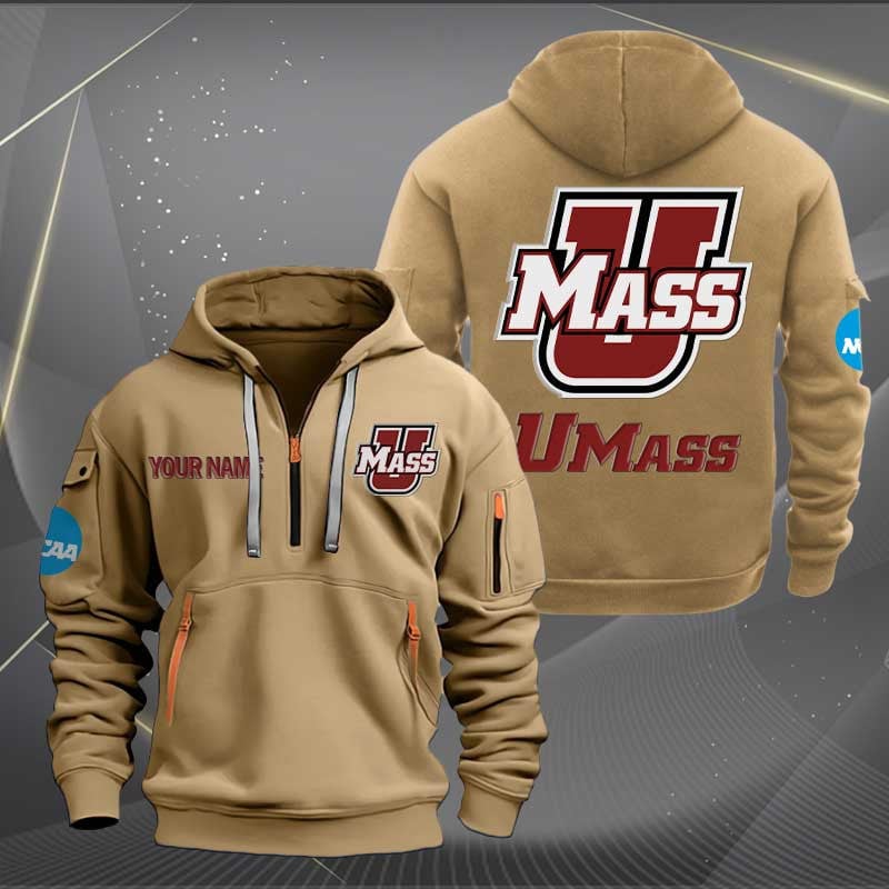Sportswearmerch Massachusetts Minutemen NCAA Personalized Half Zip Hoodie For Fan